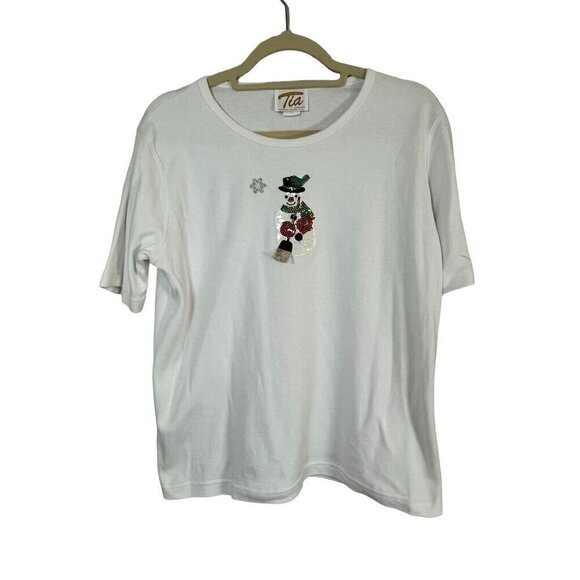 Vintage Christmas Snowman L White Sequin Preppy Classic Holiday Festive Retro - Picture 1 of 8